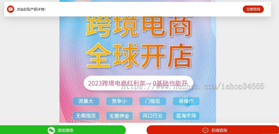 宣传推广纯静态页面适合跨境电商城的推广满地页招商引资报名学习