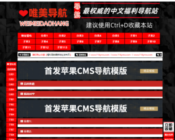 苹果cms导航网站模板 分类目录程序 网站源码自适应手机支持批量检测