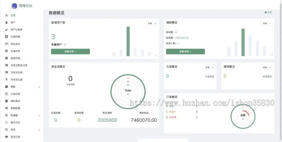 中英文共享充电宝投放管理投资理财源码