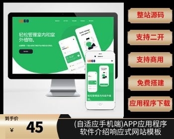 （自适应手机端）APP应用程序软件介绍响应式网站模板
