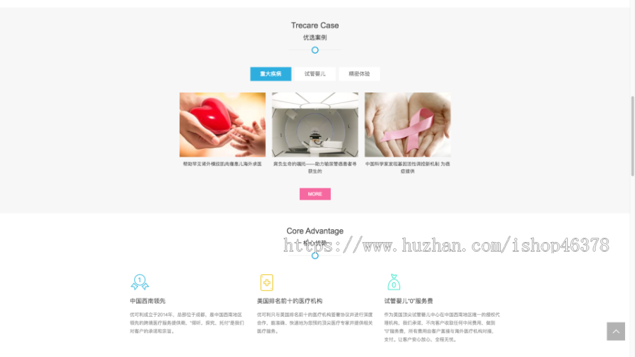 （自适应手机端）医疗试管婴儿网站pbootcms模板 海外就医网站源码下载