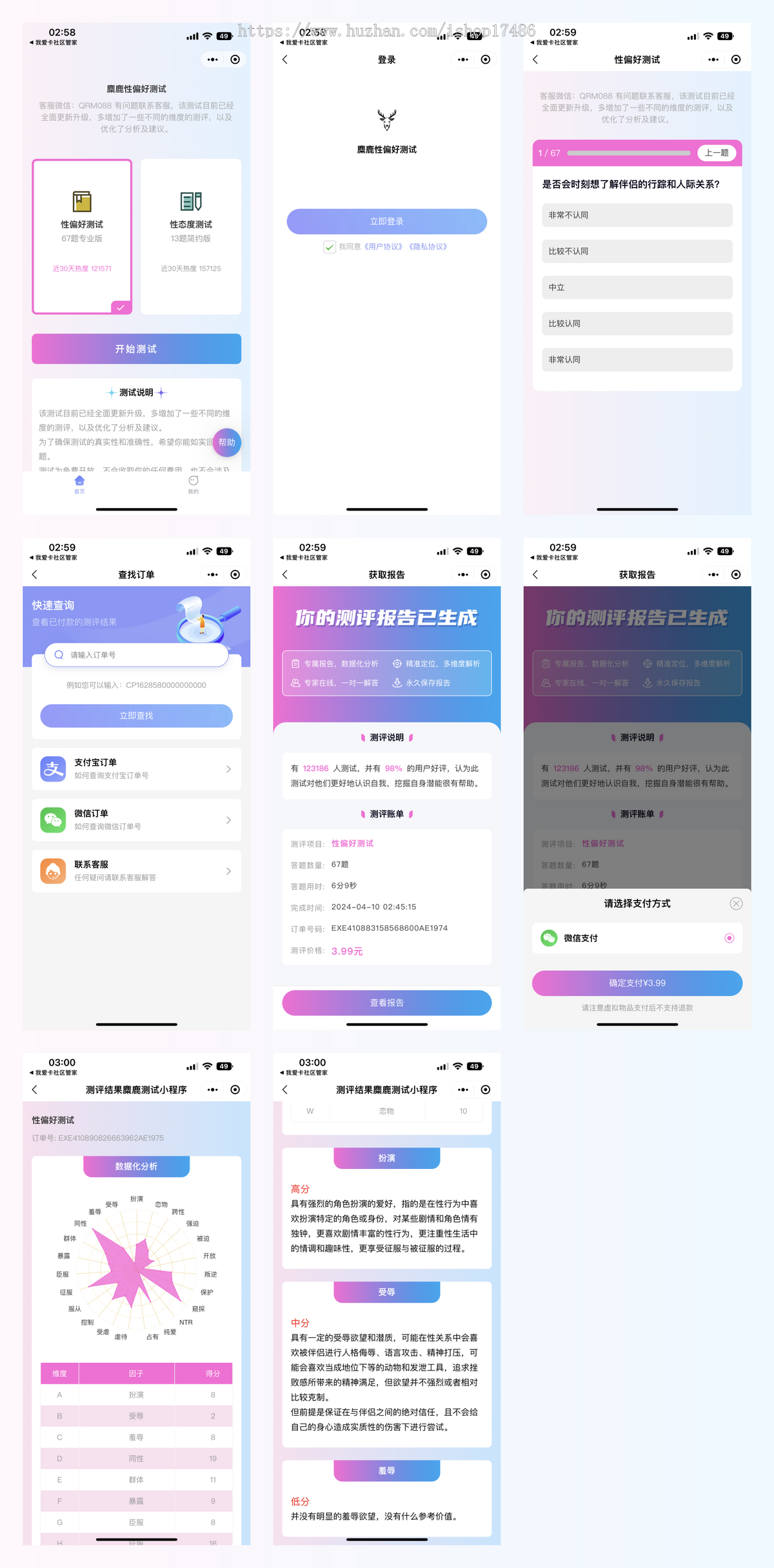 【麋鹿性偏好测试1.0】性偏好心理测试网站源码智商测试源码心理测评源码MBTI付