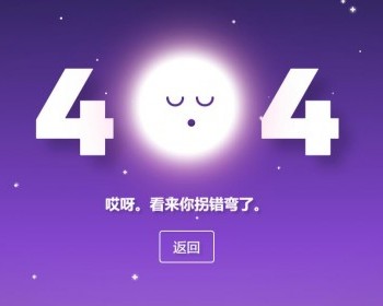 极小量的错误页面紫色风格404页面简单大气美观