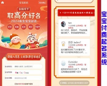 2024宝宝起名八字起名系统新版算命源码宝宝算命起名公司起名源码宝宝起名网站H5