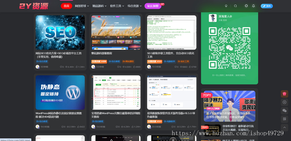 整站资源付费网站数据出售(WordPress子比主题)带自动采集