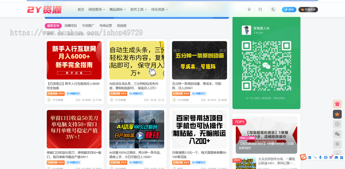 整站资源付费网站数据出售(WordPress子比主题)带自动采集
