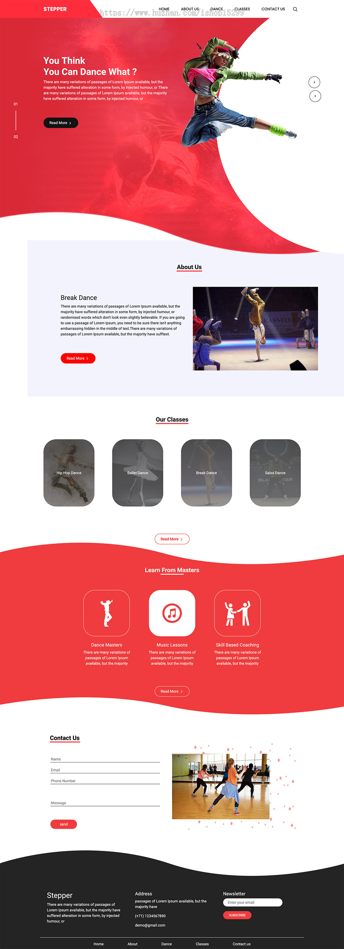 推荐 (自适应手机版)舞蹈培训机构网站模板 HTML5前端静态网站源码