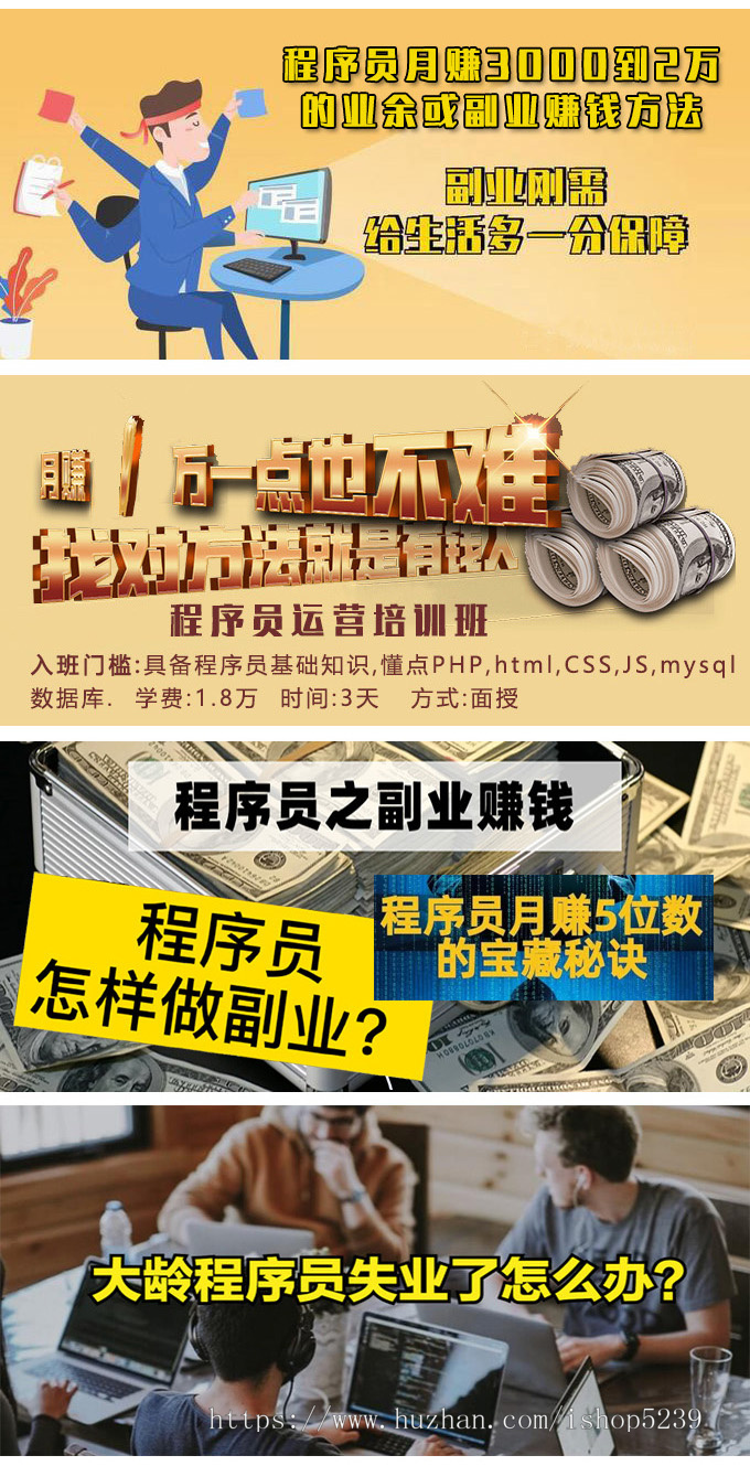 程序员副业月赚3000到2万的赚钱方法推广页源码
