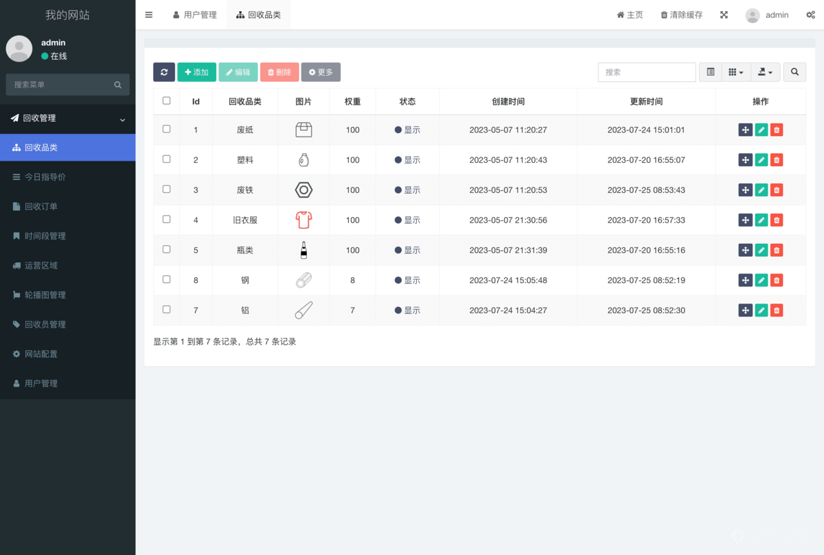 废品回收系统微信小程序