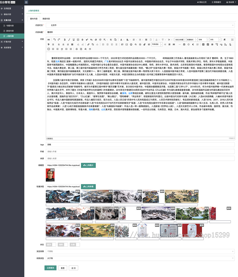 （自适应手机版）书画家人物百科网站模板 html5艺术百科网站源码