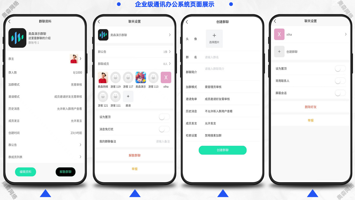 企业IM即时通讯聊天群聊私聊在线客服商务办公消息推送即时通信多端同步语音视频聊天室