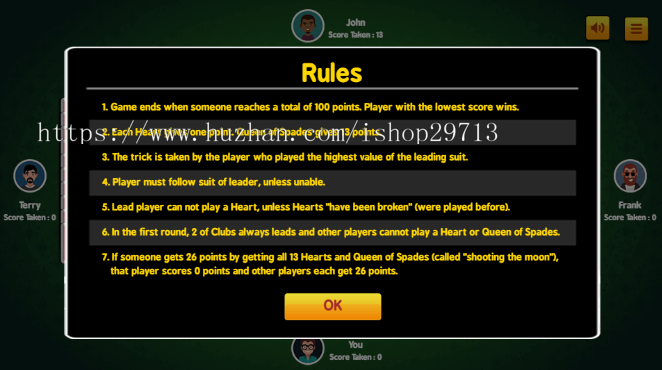 HTML5休闲纸牌游戏《红心大战》