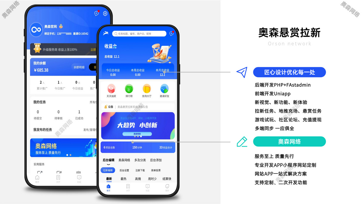 企业级新款任务悬赏拉新任务地推充场游戏试玩任务联盟众人帮威客兼职任务社区论坛源码