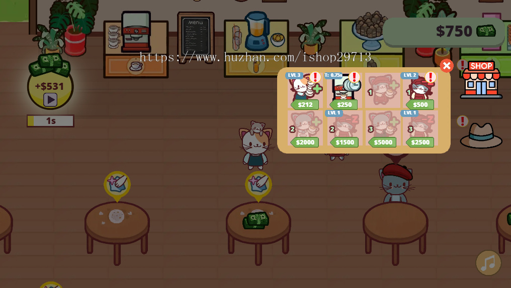 HTML5休闲小游戏《猫猫咖啡店》带广告接口