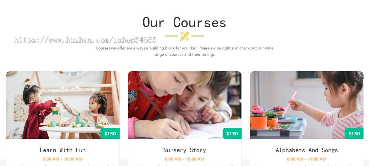英文版儿童培训课程教学预约报名网站静态HTML模板布局