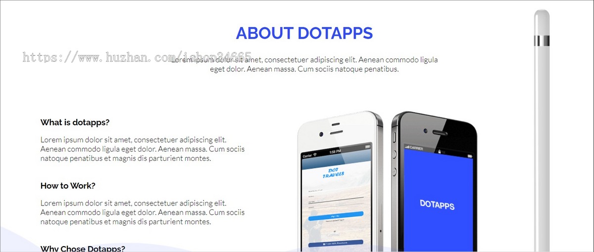 英文版蓝色app宣传介绍页面模板是一款单页滚动APP手机软件官方网站模板