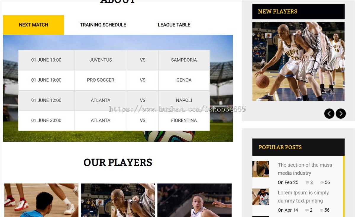 NBA篮球视频网站模板下载是一款html5模板