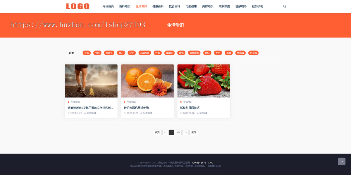 生活百科知识资讯网站模板（PC+WAP）