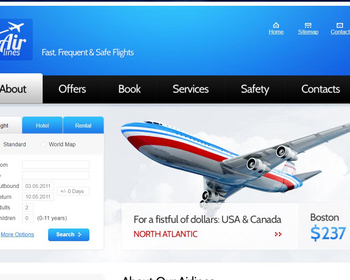 大气蓝色航空公司html5模板