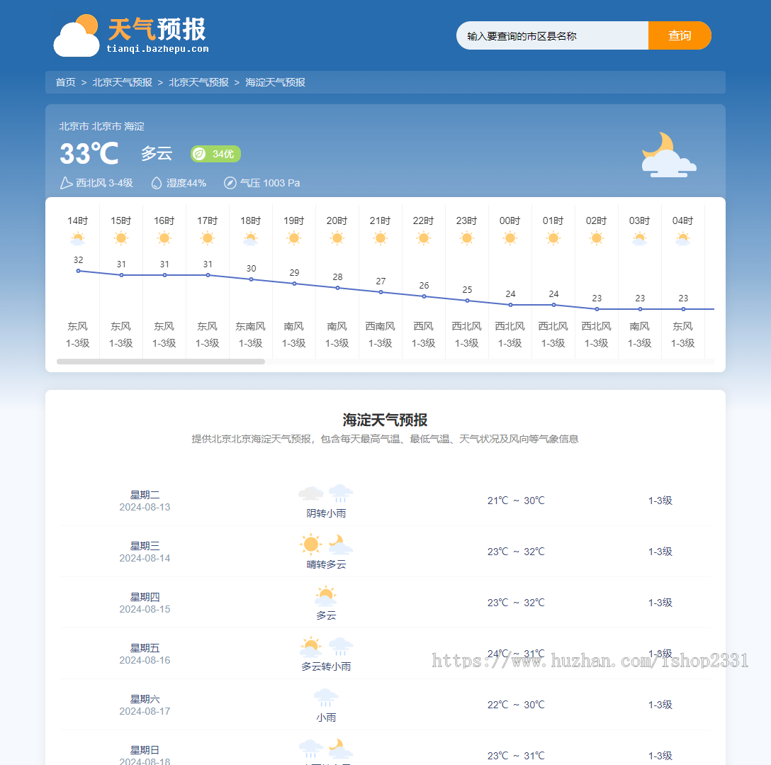 【自适应】帝国CMS天气预报模板