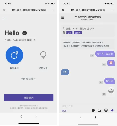 匿名聊天,随机匹配,聊天H5