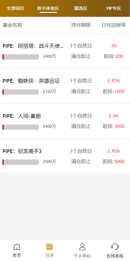 影视投资理财项目系统源码 电影投资分红源码