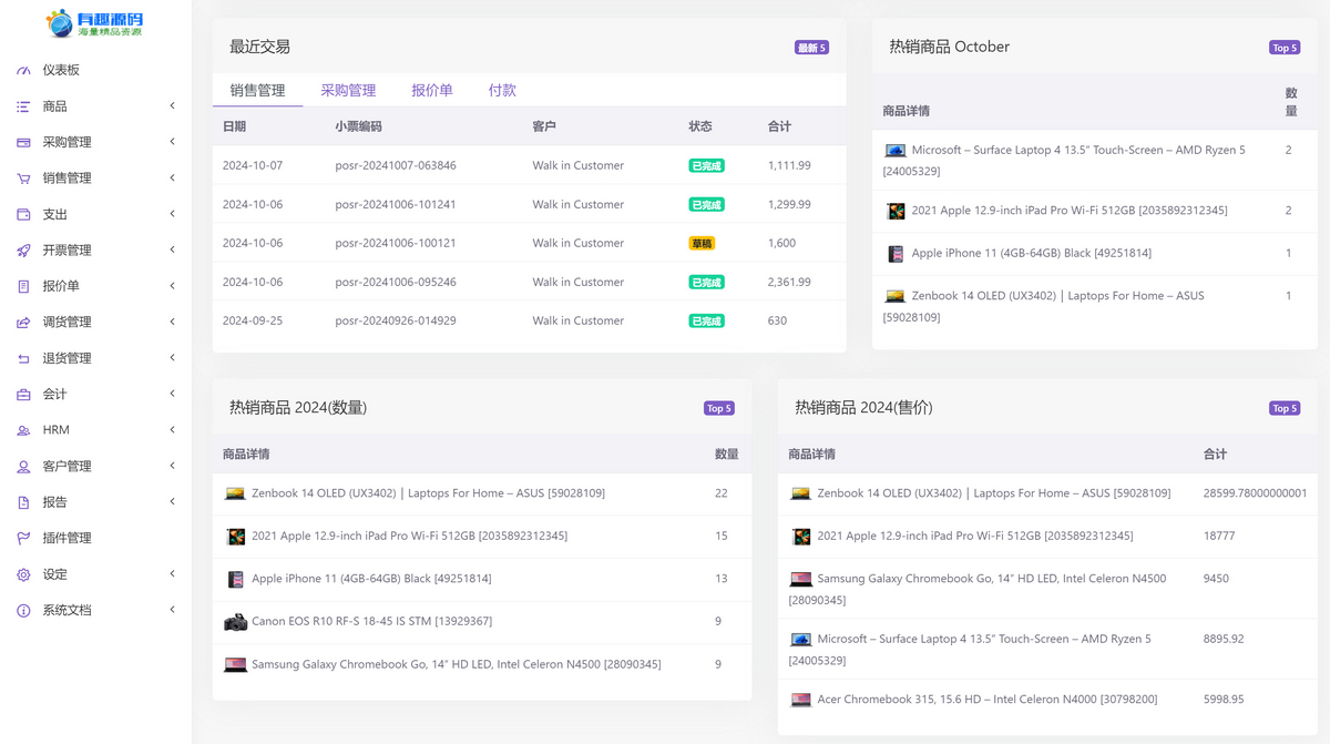 有趣全渠道ERP中台 进销存专业化管理系统 多仓库多语言 免授权 全开源