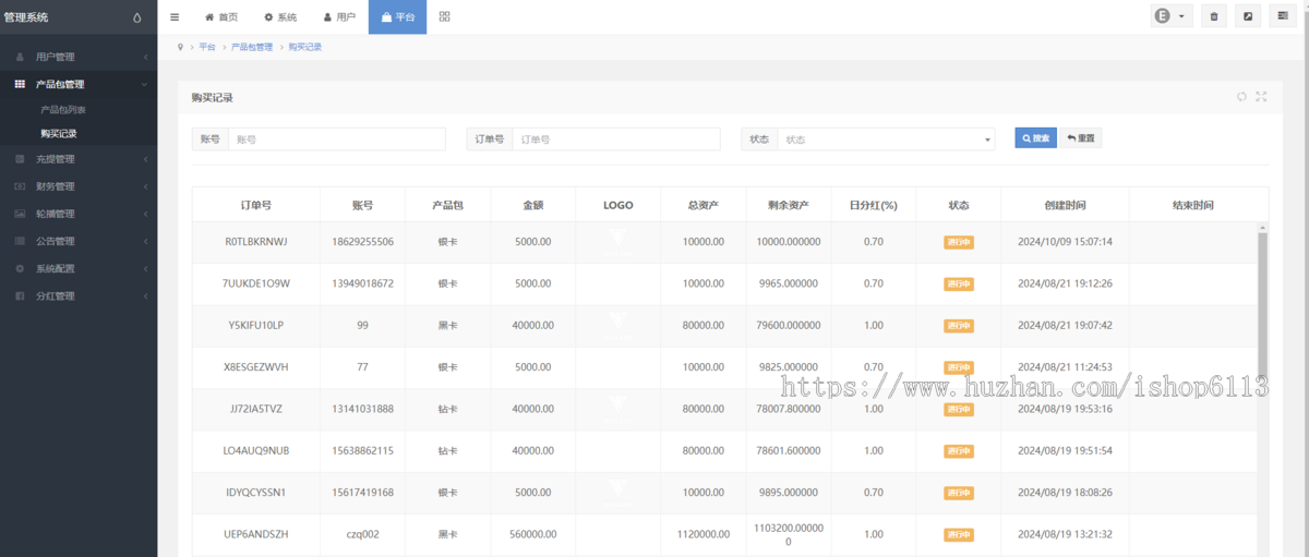 理财返利适用各行业投资海外项目投资金融源码/理财系统每日返利资金投资金融