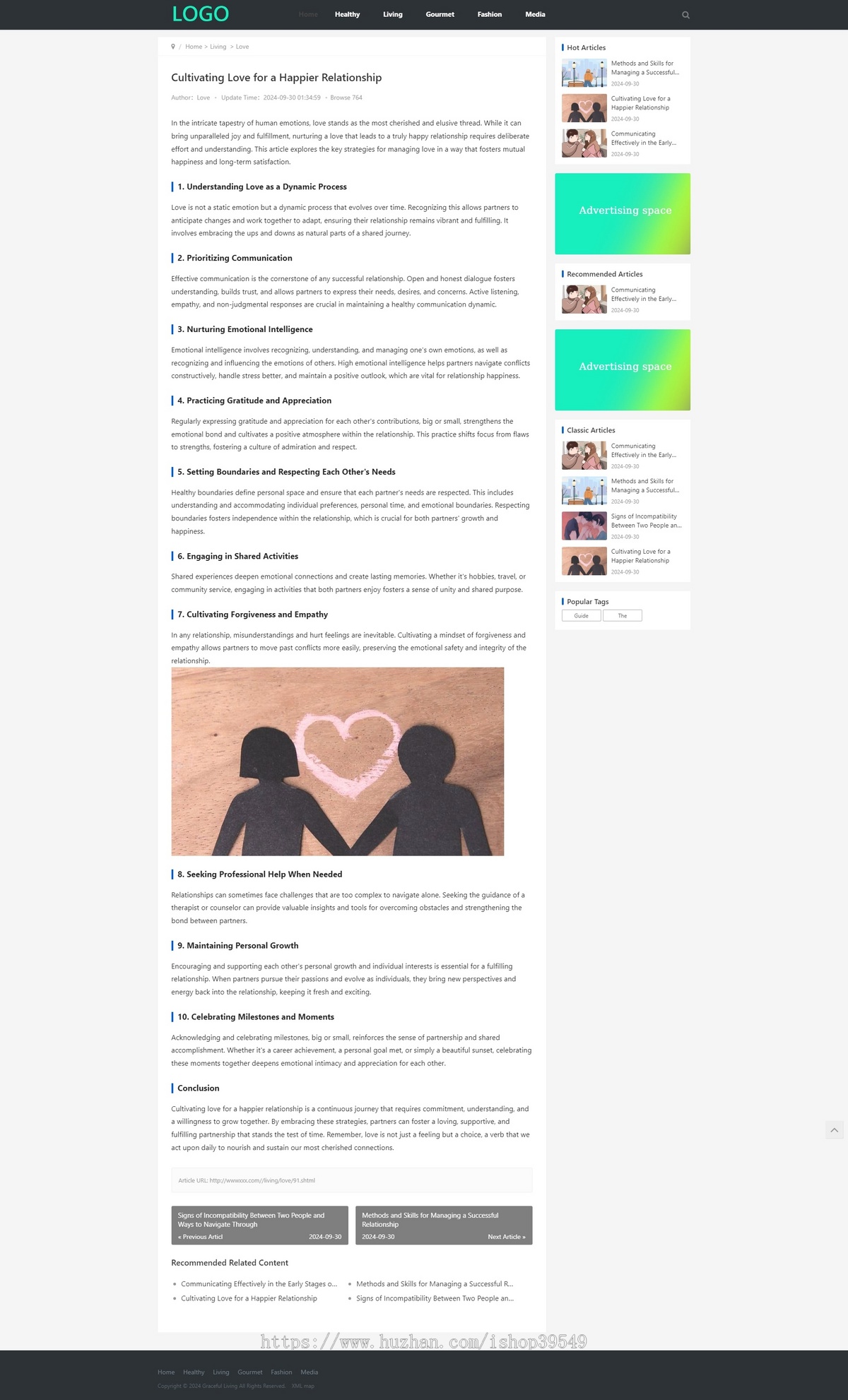 帝国cms7.5英文健康养生美食美容模板文章新闻资讯HTML5响应式布局博客新闻模板自适应
