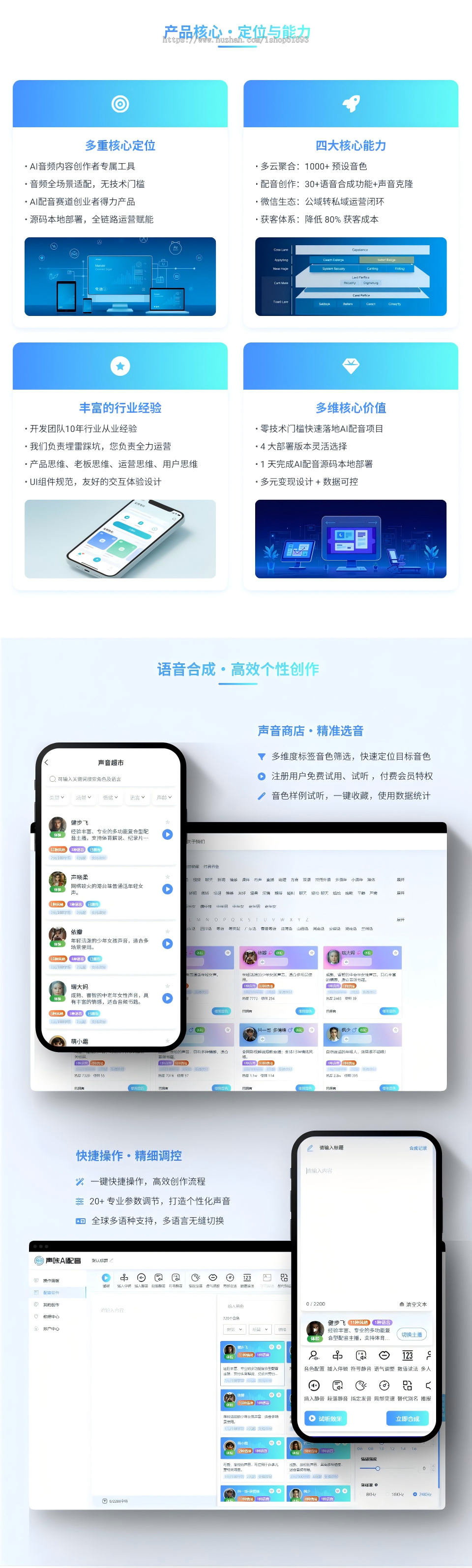 企业级多端语音合成AI配音系统源码〓语音合成、声音克隆、声音设计、运营、二开、OEM