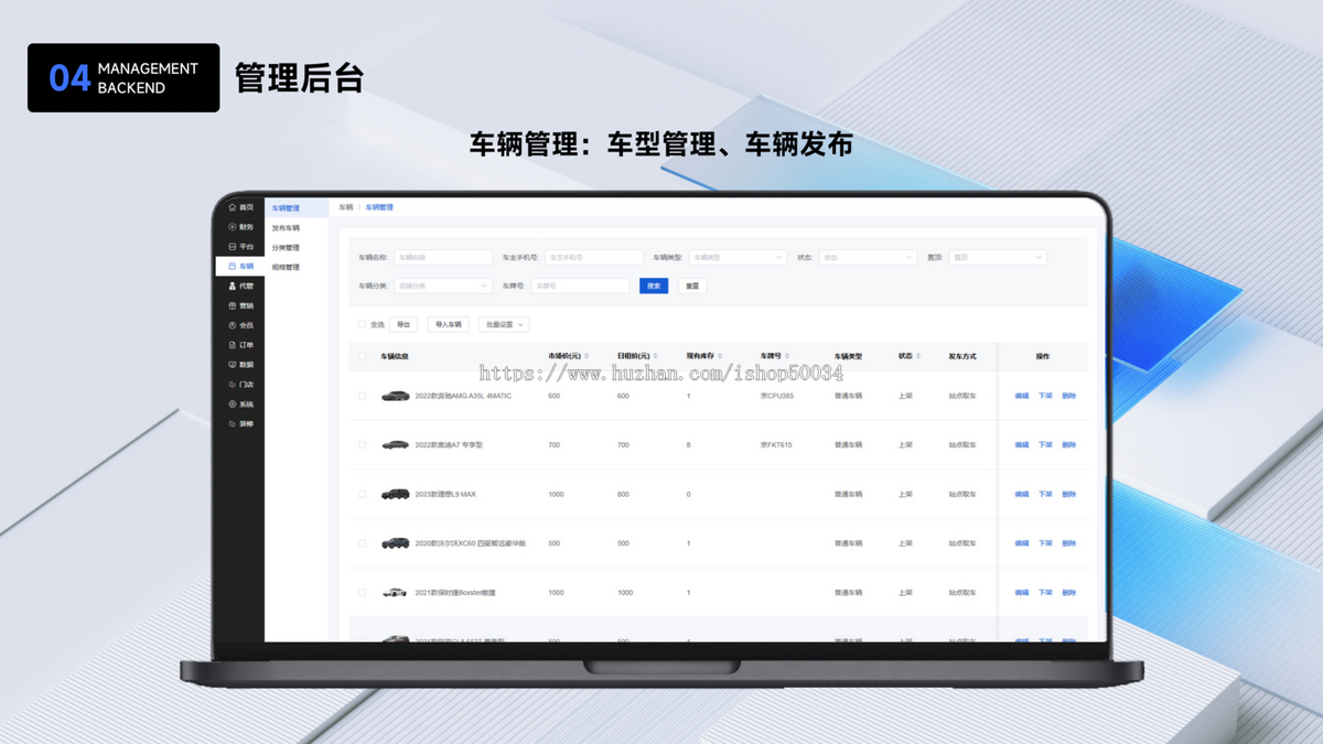 运营多城市多门店租车/车辆租赁/企业用车/婚车/二手车租赁小程序源码