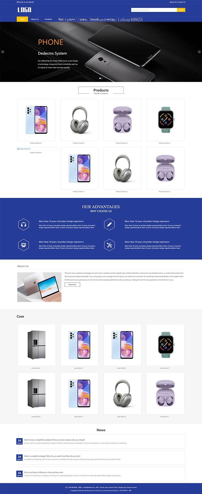 响应式电子产品英文外贸公司网站源码英文进出口公司官网源码独立站电子科技公司网站
