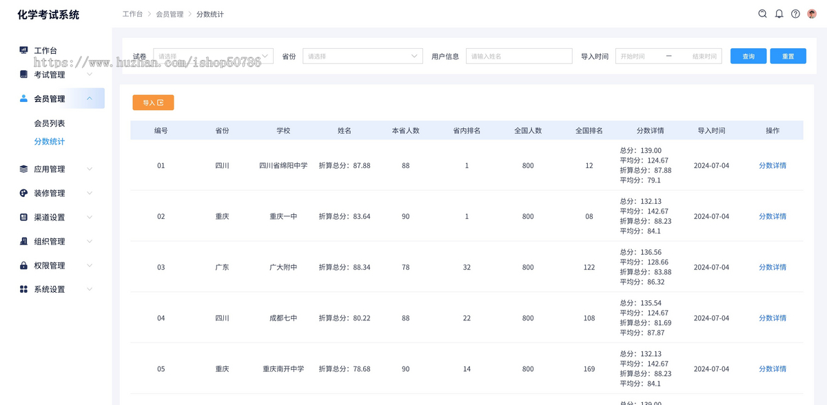 化学考试系统源码-化学题库管理（带成绩分析报告）