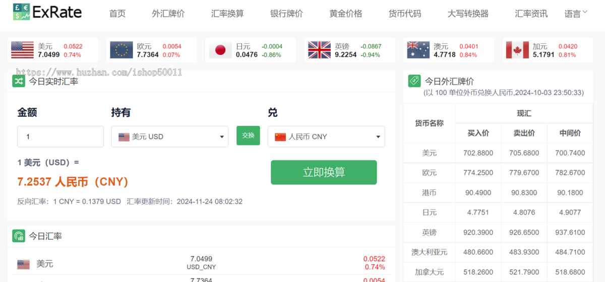 高权重养站汇率换算多语言主题网站双端自适应模板