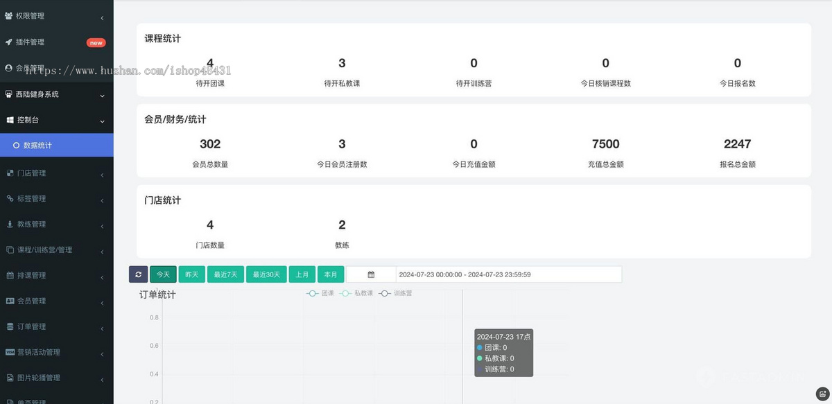ThinkPHP多门店健身房管理小程序带教练端团课预约排队训练营私教核销储值正版开源代码