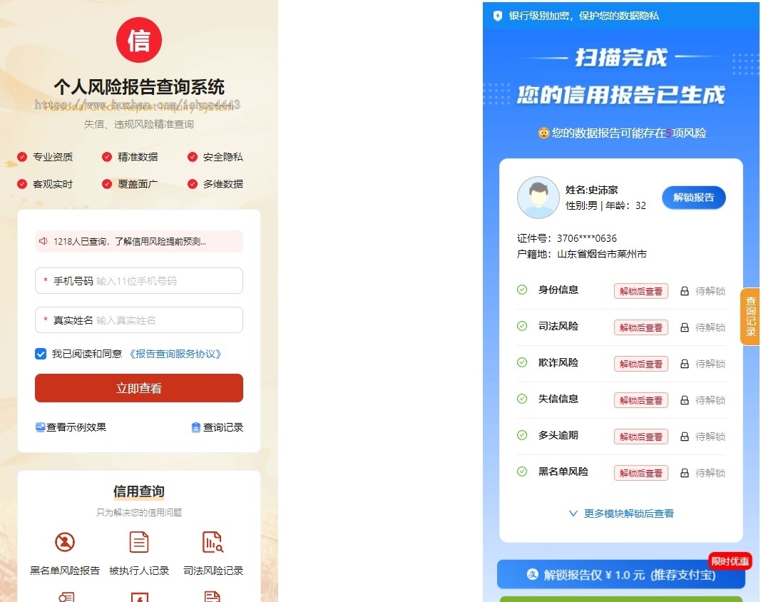 【真实数据】大数据查询数据查询征信系统征信网黑大数据查询