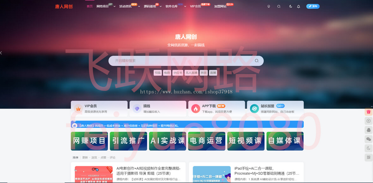 知识付费源码虚拟资源交易平台带会员中心带整站数据带支付主题源码