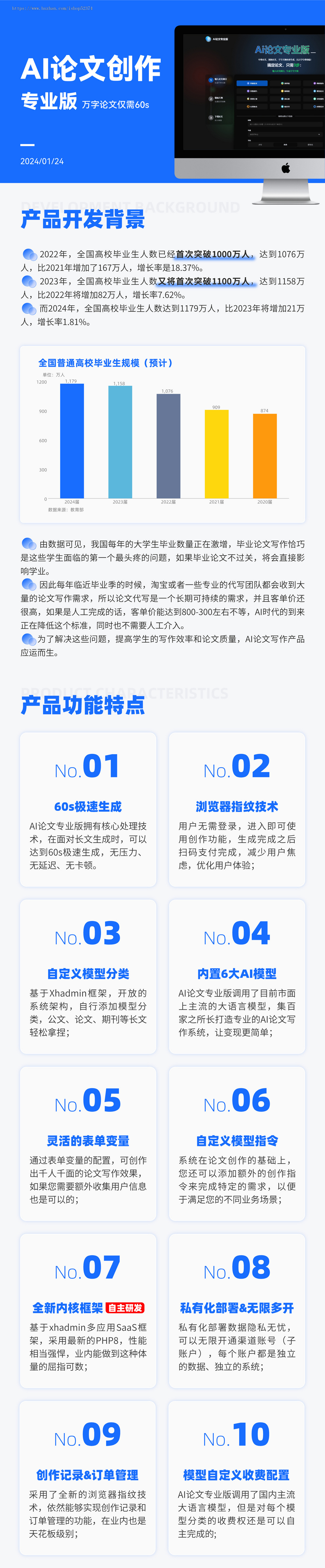 【正版】AI论文创作专业版内置主流模型自定义分类指令PC微信公众号H5版本