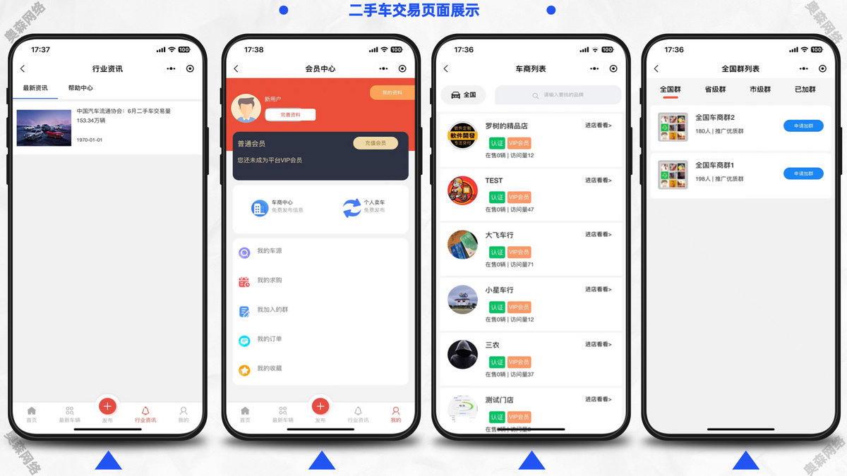 新款二手车交易平台车商入驻在线交流沟通圈子交流车商群新能源车辆交易汽车服务平台