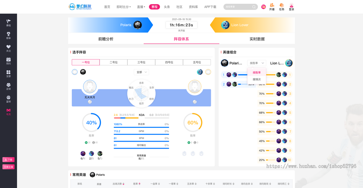 电竞游戏版体育赛事直播系统源码|新增预测比分+积分商城|程序覆盖APP、PC&H5网站平台