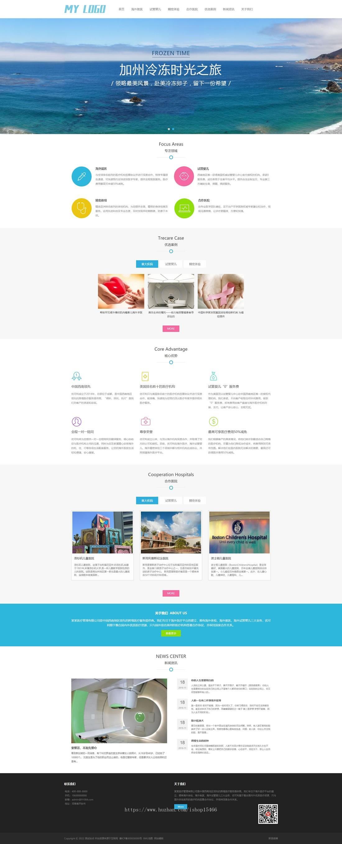 (自适应手机端)试管婴儿类网站pbootcms模板下载 海外就医网站源码下载