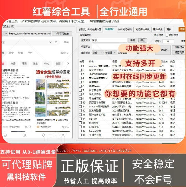正版源码小红书抖音快手截流综合工具软件搜索文案采集红薯每日私信3000+