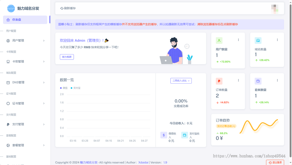 二级域名分发系统源码二级域名解析源码二级域名分发全站源码域名DNS解析|全自动解析