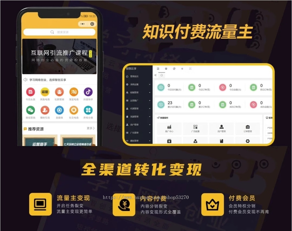 2025智创云享知识付费系统搭建小程序源码流量主支持分站源码