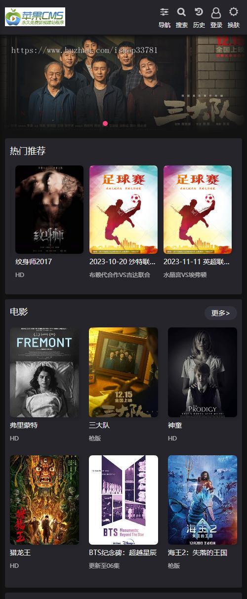 苹果CMS V10仿奈飞影视终端自适应模板