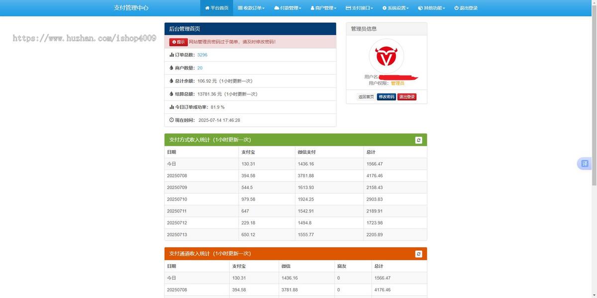 【含更新】彩虹易支付系统源码/运营版/支持当面付/通道轮询/第三方支付免签约运营版