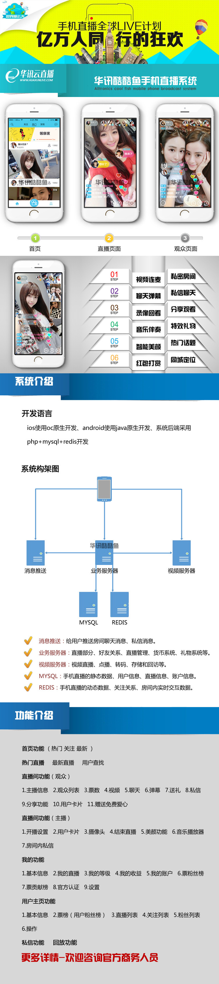 华讯直播系统源码|手机APP直播源码|秀场源码|直播源码