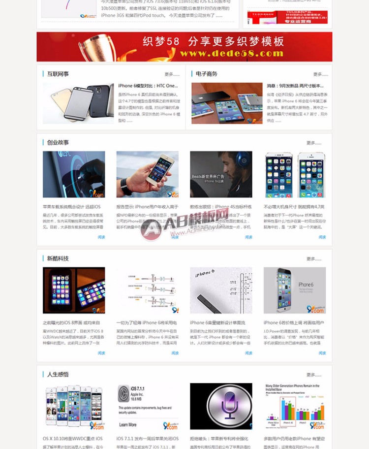 资讯文章类网站源码 IT科技类博客织梦模板(带整站数据)