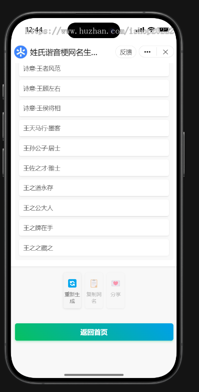 姓氏谐音梗生成器抖音快手微信小程序看广告流量主开源
