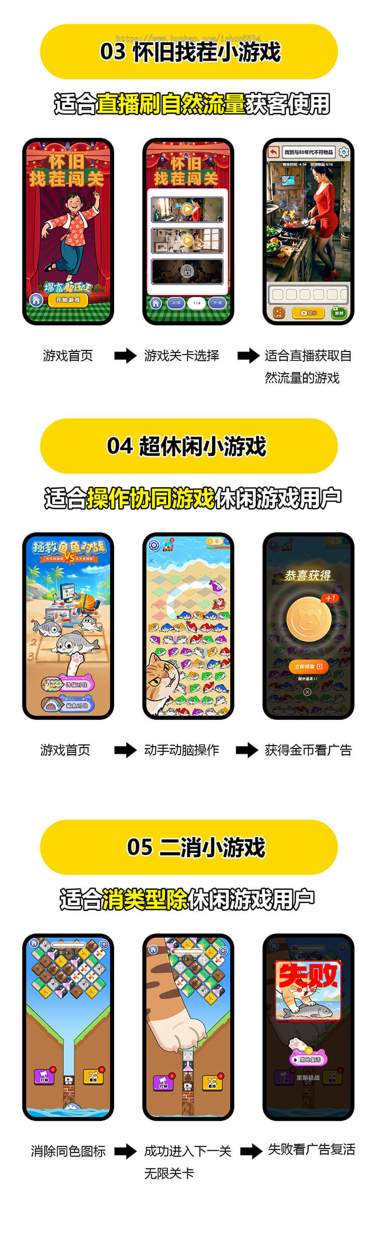 撒钱岛寻宝年代找茬馋猫鲨鱼对战小游戏返现分成 微信流量主 金币提现 亲测